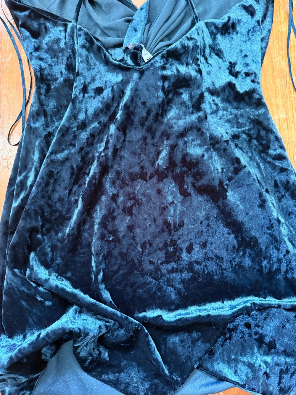 Zara Teal Velvet Twist-Front Mini Dress - Picture 14 of 15